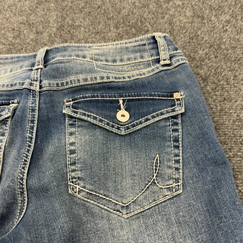 INC Denim Jeans Womens 8 Blue Cotton Blend Bootcut Flap Pockets Y2K Style